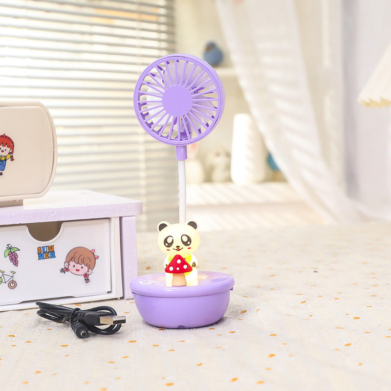 USB Desk Fan with Colorful LED Light Portable Quiet Table Fan for Women Adjustable Tilt