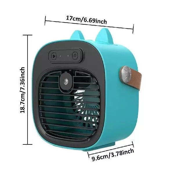 Personal Mist Cooler Fan USB Rechargeable Compact Portable with Adjustable Airflow and Leather Strap