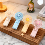 Portable Ladies Hand Fan USB Rechargeable Mini Fan with Cute Lion Motif Lightweight Personal Cooling Fan