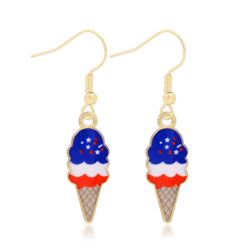 Women's Lightweight Star Earrings Enamel Flag Design Fishhook Closure Zinc Alloy