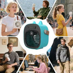 Personal Mist Cooler Fan USB Rechargeable Compact Portable with Adjustable Airflow and Leather Strap