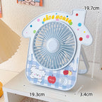Portable Table Fan Cute House Design Compact Lightweight with Dog Motif and Flowers