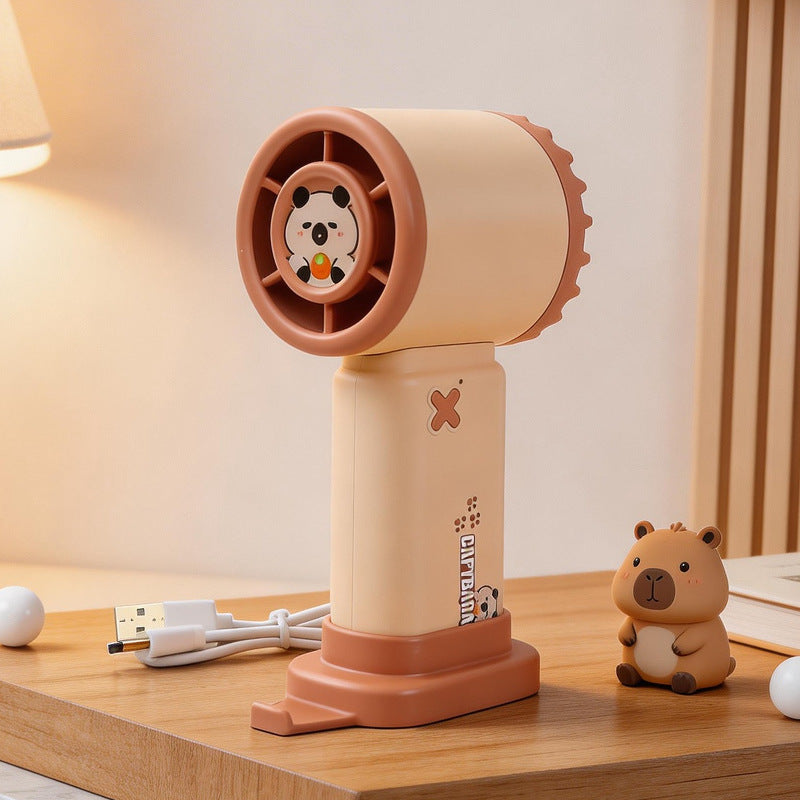 Portable Handheld Fan with Cute Bunny Design USB Rechargeable Lightweight Table Fan