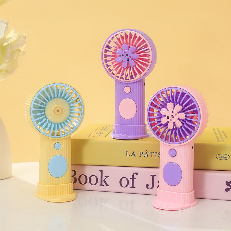 Portable Mini Hand Fan USB Rechargeable Lightweight Quiet Operation with Flower Design