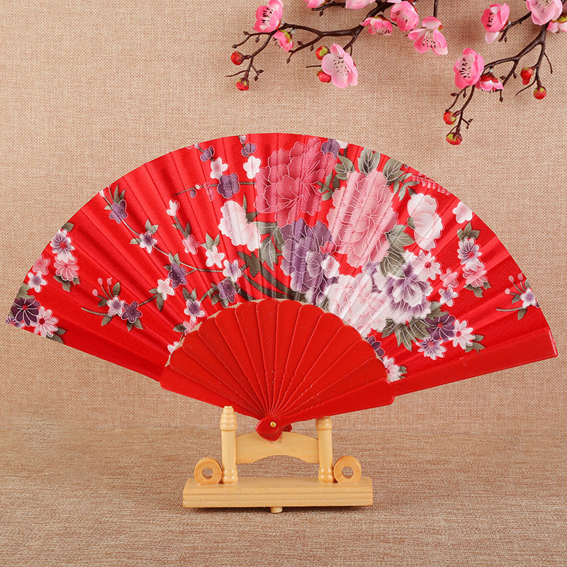 Ladies Decorative Folding Fan Lightweight Floral Design Compact Accessory