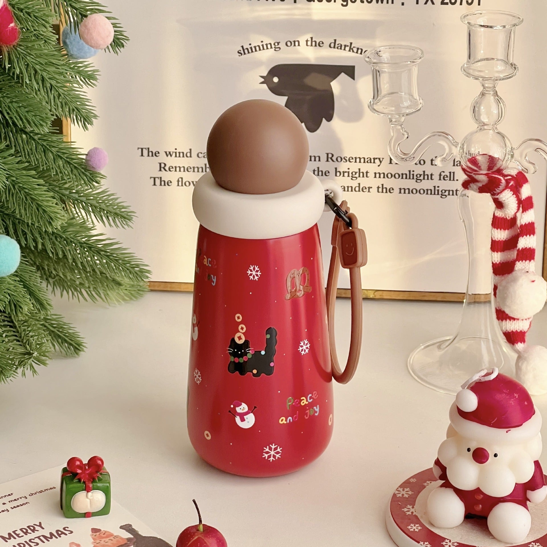 Women’s Water Bottle with Creative Lid Funny Design Leak-Proof Portable Durable