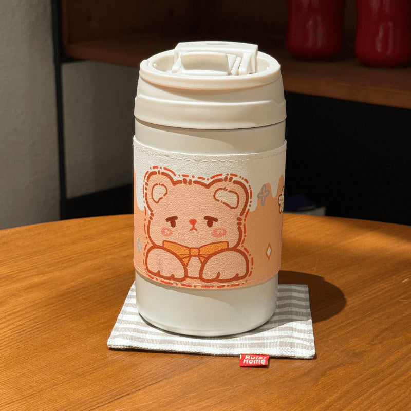 Insulated Women's Drinking Cup Leak-Proof Lid Playful Animal Design Reusable Eco-Friendly