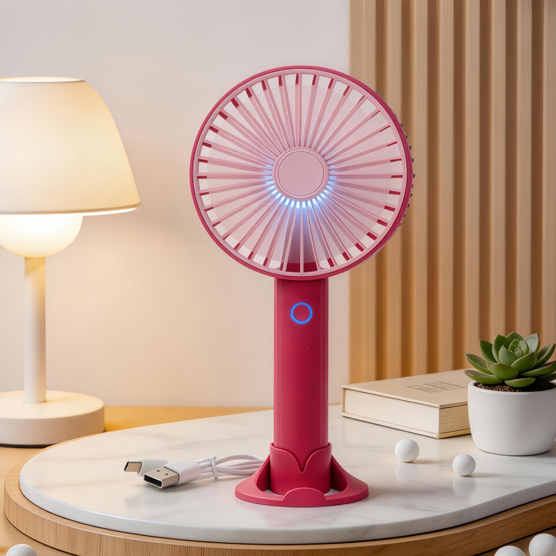 Portable Table Fan Battery Operated Compact Cordless with Multiple Speeds and LED Display
