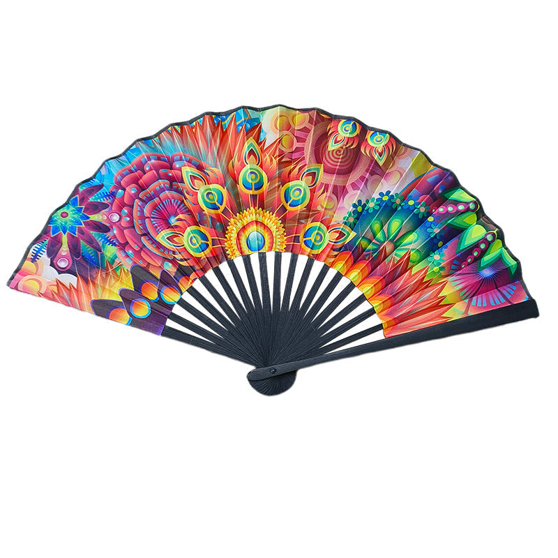 Ladies Handheld Fabric Fan Colorful Lightweight Elegant Accessory