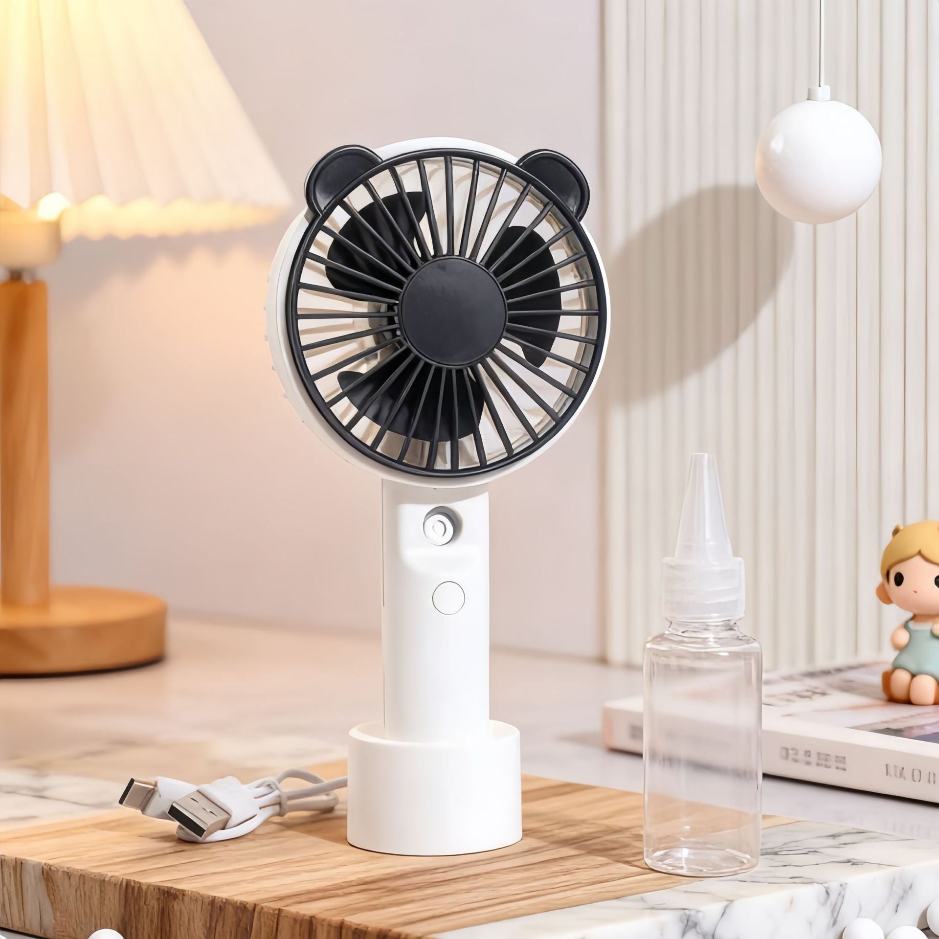 Portable Hand Fan with Spray Function USB Rechargeable Lightweight Personal Cooling Fan