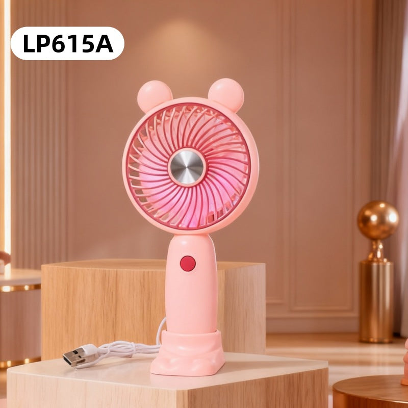 Portable Handheld Fan for Women with LED Lights USB Rechargeable Quiet Operation Ergonomic Design Compact Size