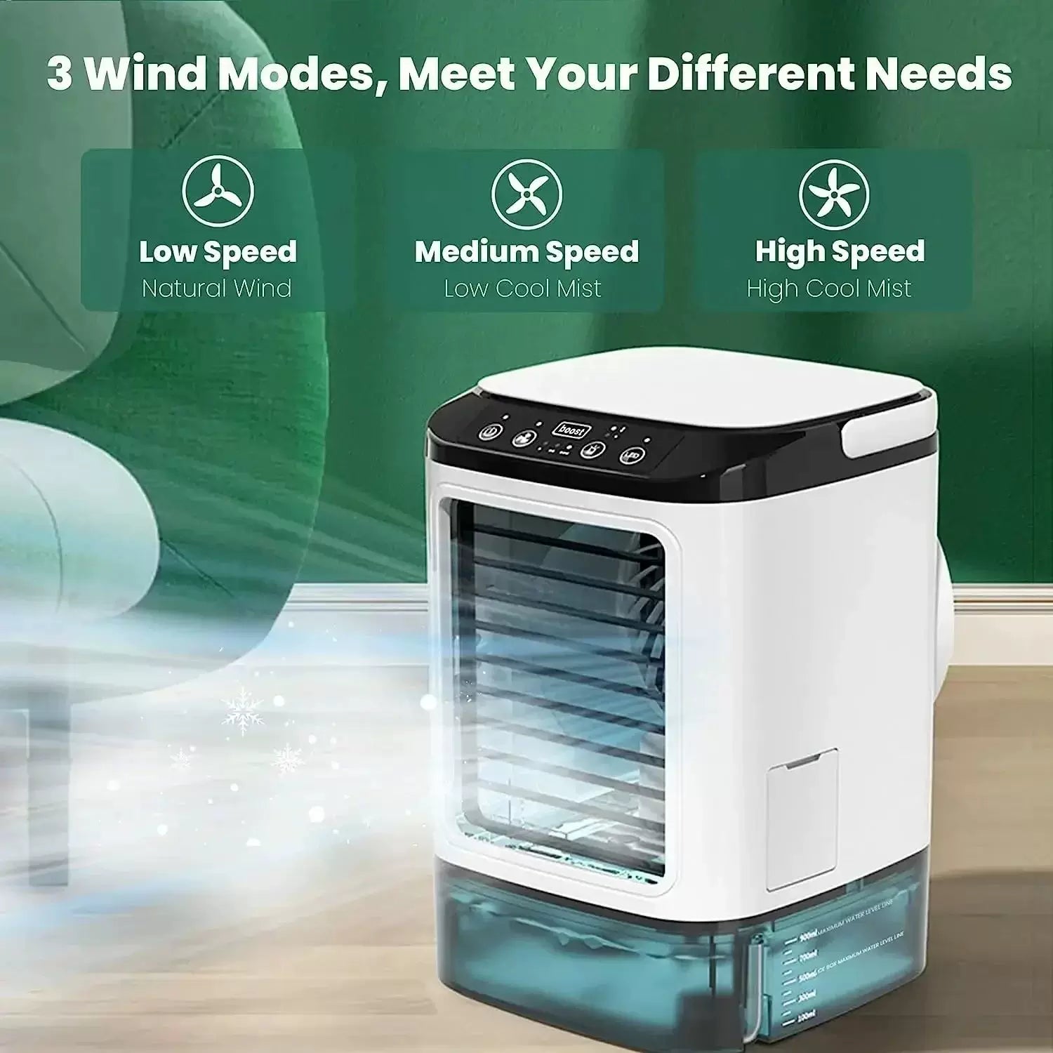 Portable Desktop Evaporative Cooler and Humidifier with Ultrasonic Mist and Ice Chamber