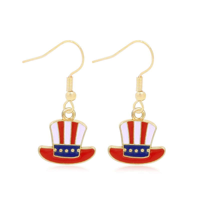 Women's Lightweight Star Earrings Enamel Flag Design Fishhook Closure Zinc Alloy