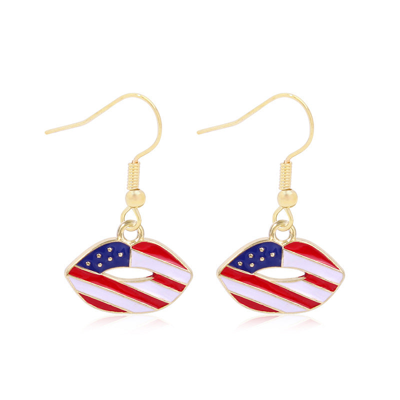 Women's Lightweight Star Earrings Enamel Flag Design Fishhook Closure Zinc Alloy