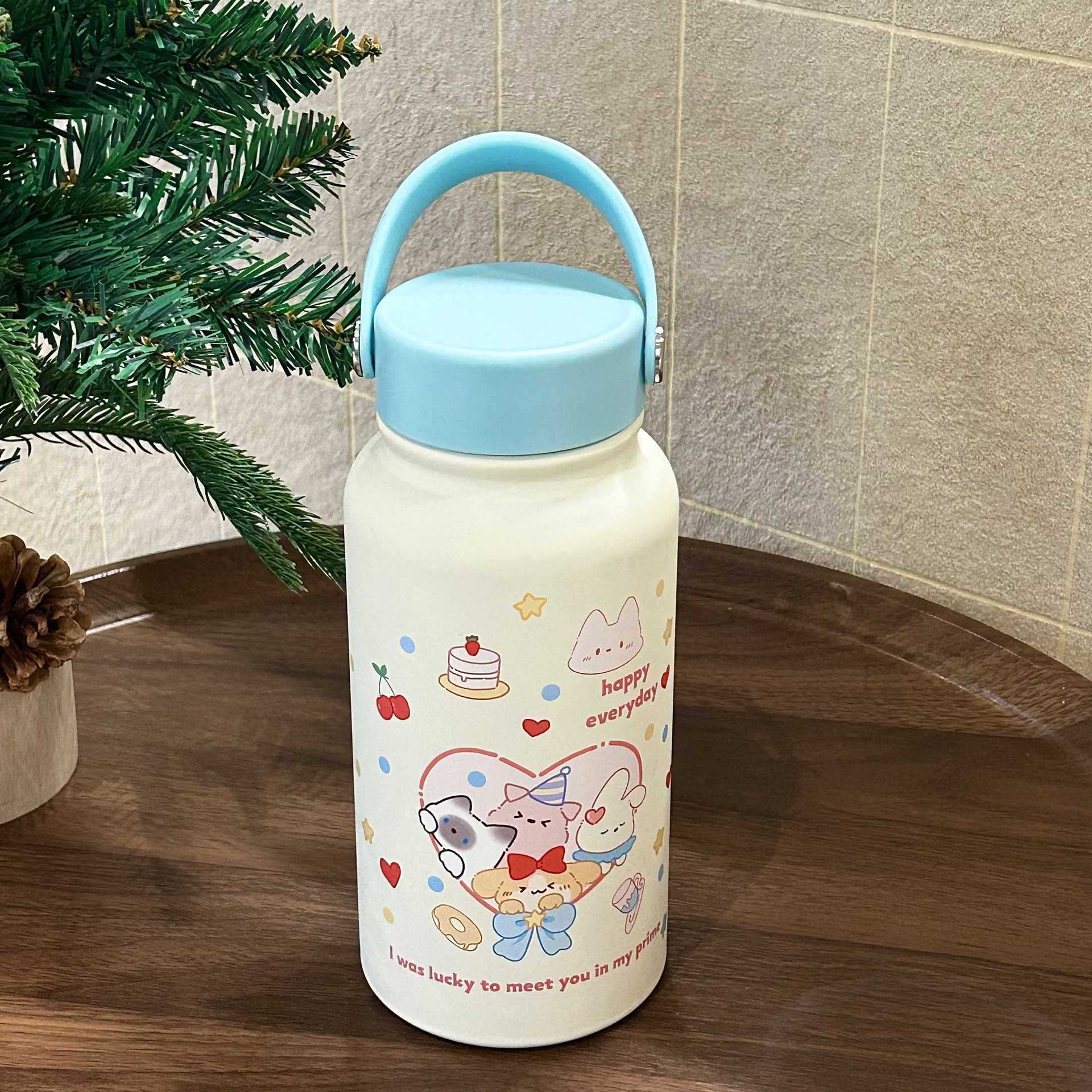 Ladies Insulated Water Bottle with Animal Motif Leak-Proof BPA-Free Hot Cold 12 Hours