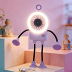 Creative Table Fan with LED Light and Ergonomic Flexible Legs Compact Portable Cooling Fan for Desk or Nightstand