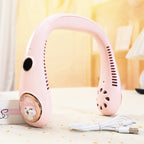 Women’s Portable Neck Fan USB Rechargeable Lightweight Ergonomic with Cute Animal Design