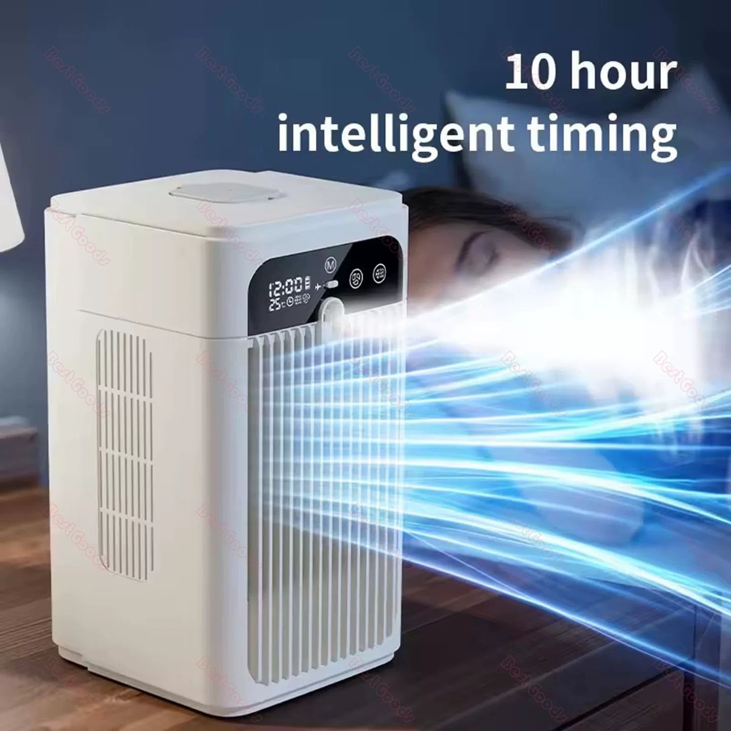 Portable Evaporative Cooling Tower with Battery Operated Spray Humidifier and Multi-Speed Fan