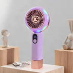 Ladies Portable Hand Fan with LED Display USB Rechargeable Stepless Speed Control Compact Design