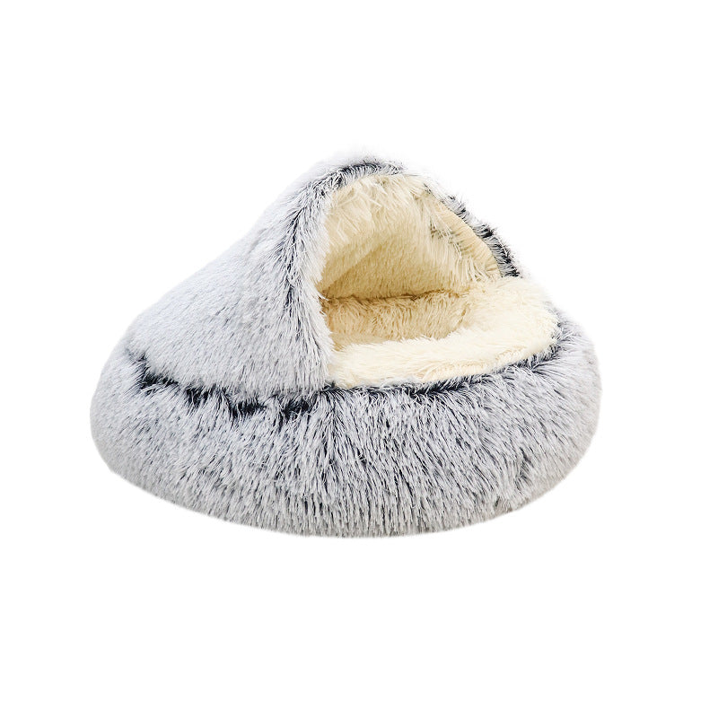 Unisex Plush Pet Cuddle Cave Soft Cozy Bed with Non-Slip Bottom for Small to Medium Pets