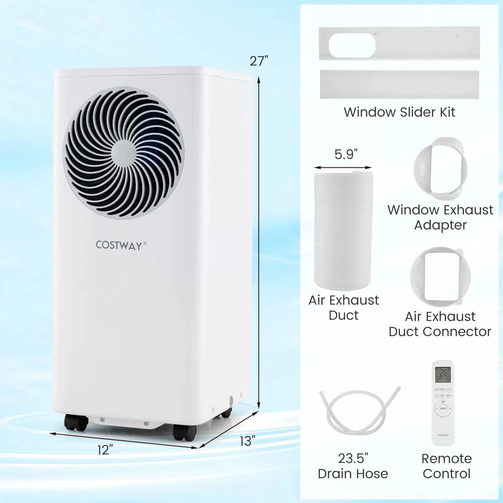 Portable Air Conditioner Tower with Dehumidifier Digital Thermostat Remote Control