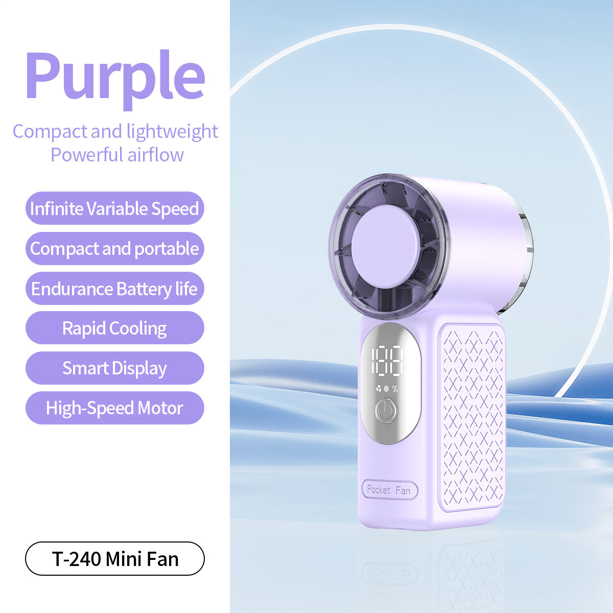 Harrow Portable Fan Rechargeable Quiet Compact Personal Fan with Adjustable Speed and LED Display