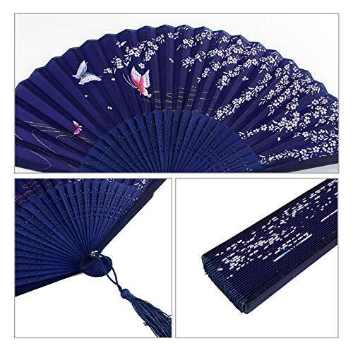 Women Handcrafted Paper and Wood Fan with Floral Design Elegant Portable Accessory
