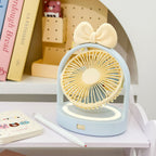 Portable Table Fan Compact Quiet Operation Adjustable Speeds Long Battery Life Cute Design for Women