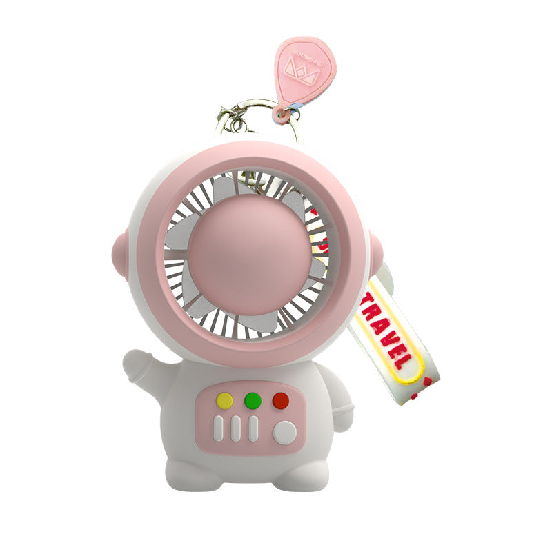 Women's Portable Mini Fan Astronaut Design USB Rechargeable Keychain Compact