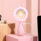 Portable Handheld Fan with LED Light Bunny Design USB Rechargeable Lightweight Cooling Fan