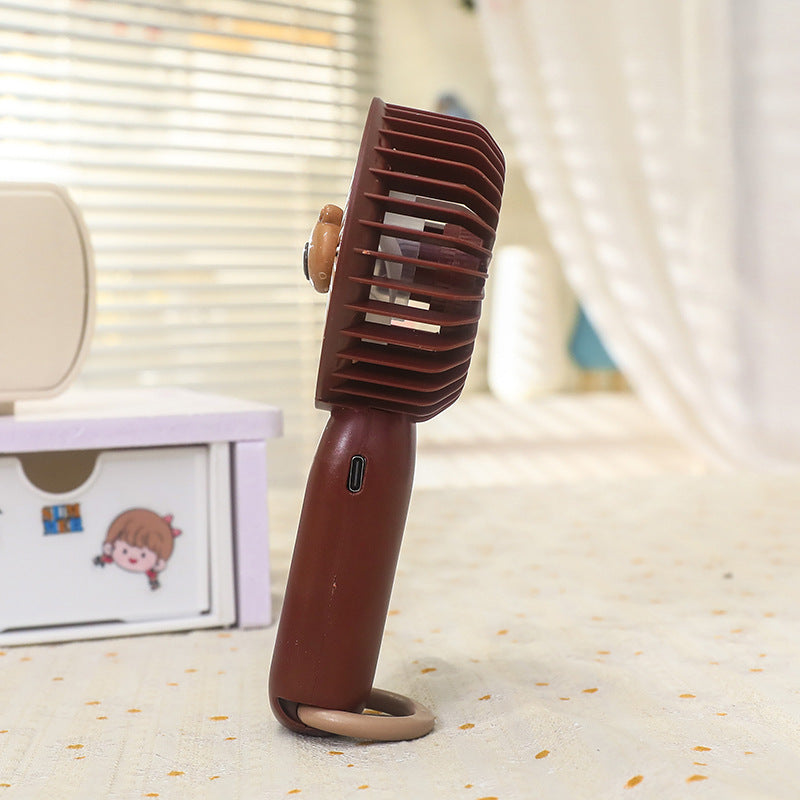 Portable Handheld Fan for Women Cute Bear Design USB Rechargeable Lightweight