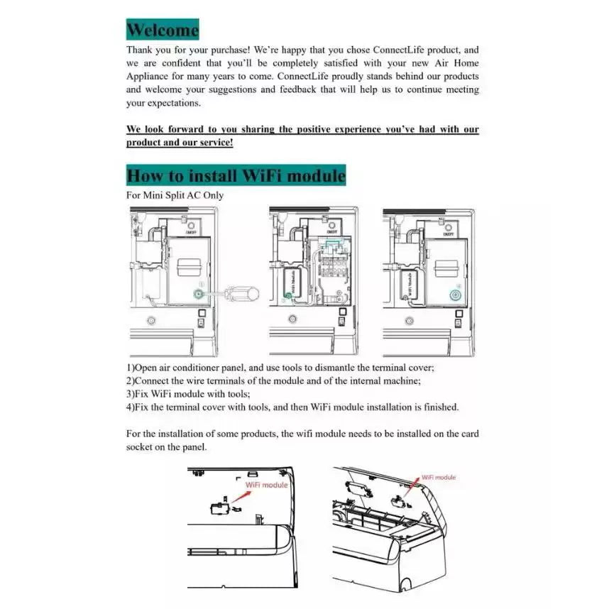 Smart WiFi Adapter Module for Split Air Conditioners Compatible with AEH-W4G2 ConnectLife App