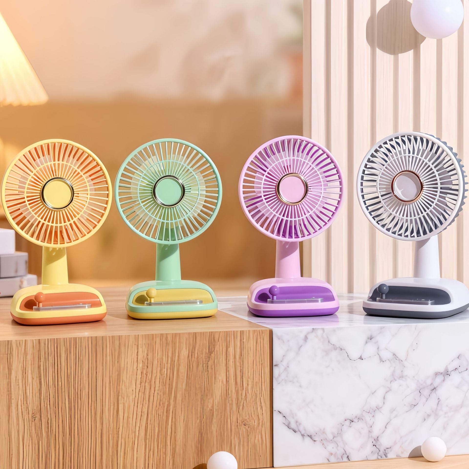 USB Desk Fan Rechargeable Portable Quiet Mini Fan with Adjustable Head and Non-Slip Base