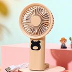 Women Portable Handheld Fan USB Rechargeable Mini Fan with Playful Bear Design Quiet Operation