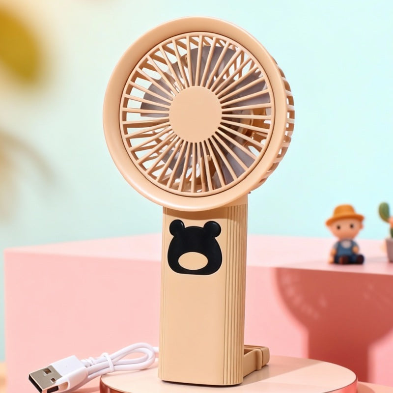 Women Portable Handheld Fan USB Rechargeable Mini Fan with Playful Bear Design Quiet Operation