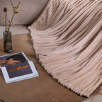 Brehn Women's Plush Fleece Blanket Ribbed Texture Soft Cozy Throw Blanket