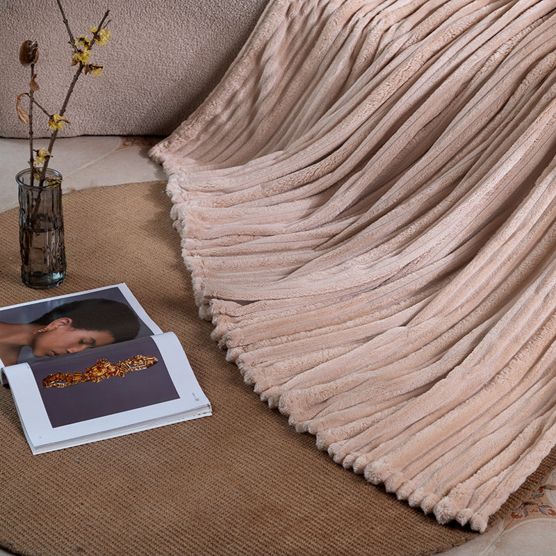 Brehn Women's Plush Fleece Blanket Ribbed Texture Soft Cozy Throw Blanket
