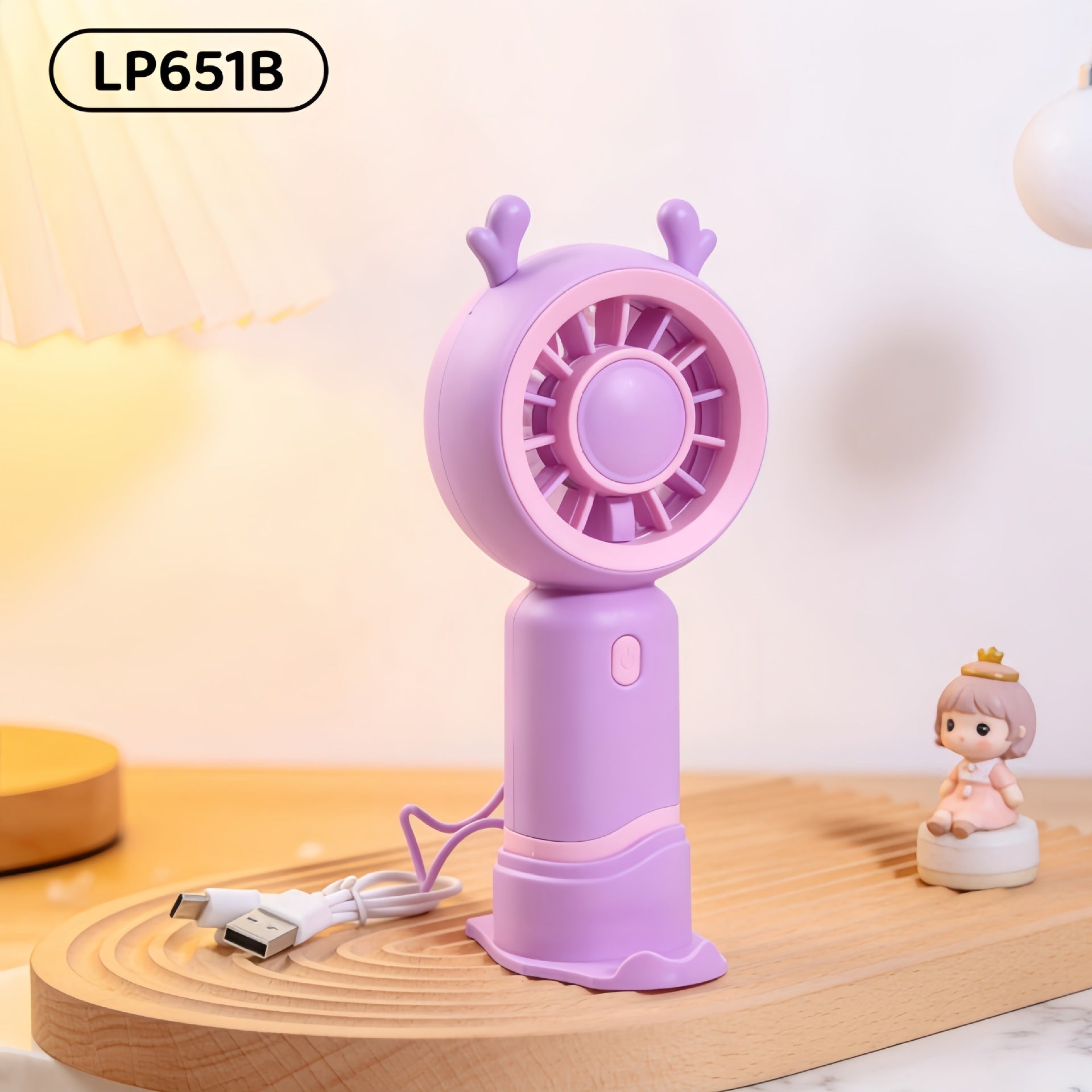 Portable Hand Fan USB Rechargeable Compact Cute Cat Design for Women