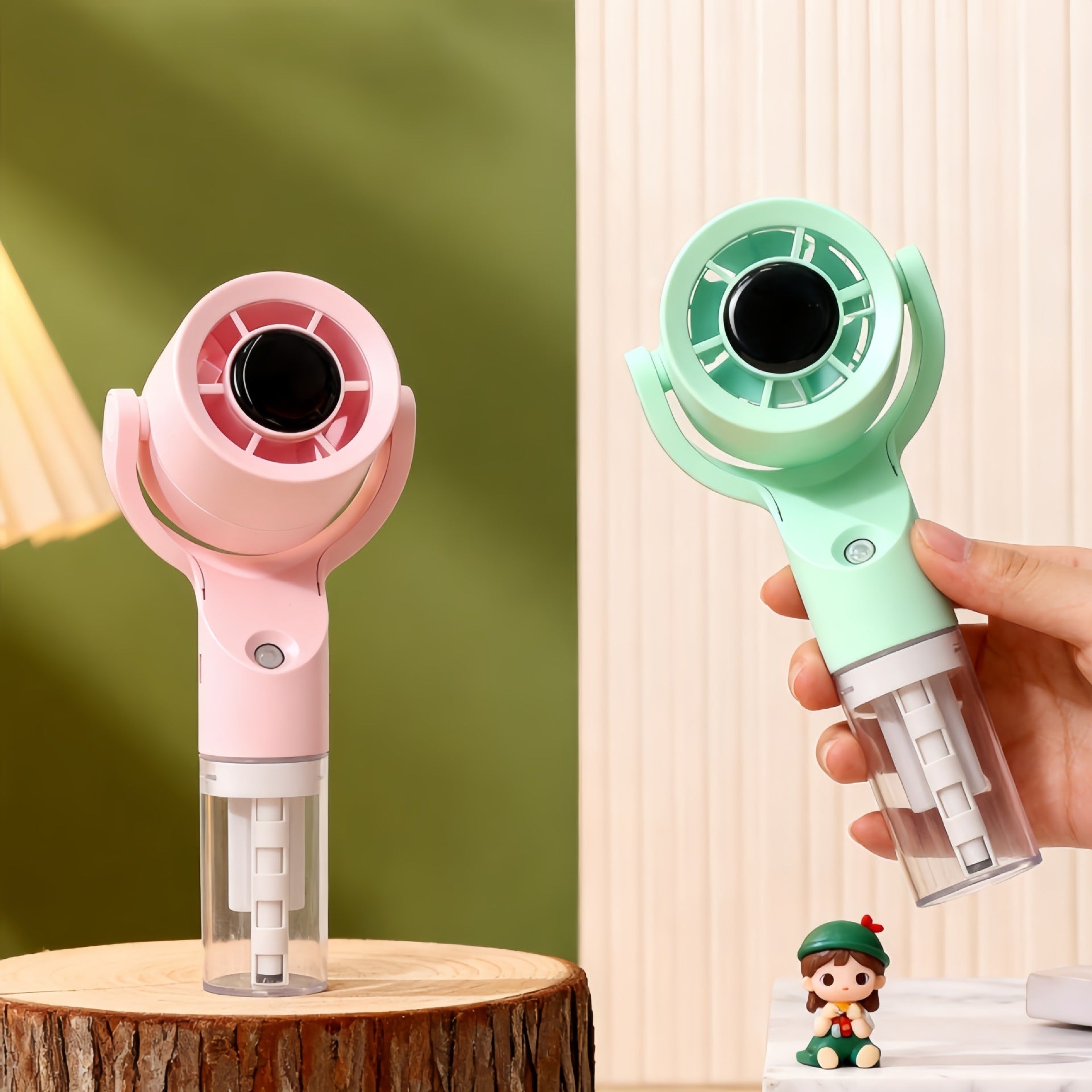 Ladies Portable Hand Fan with Spray Function and Long-Lasting Battery Compact Handheld Cooling Fan