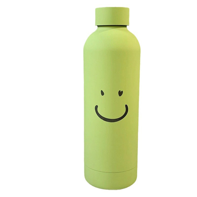 Women’s Stainless Steel Insulated Water Bottle Leak-Proof Smiley Face Design