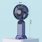 Portable Mini Fan Battery Operated Compact with LED Display and Multiple Speeds
