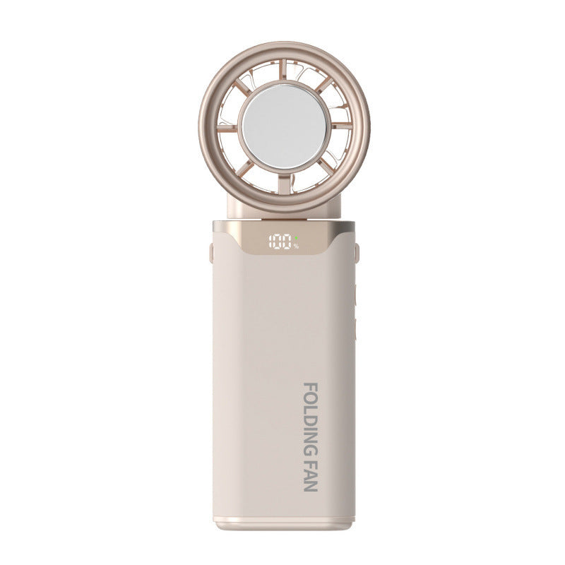 Compact Folding Handheld Fan Portable Rechargeable Battery LED Indicator Lightweight