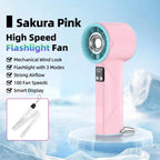 High-Speed Handheld Fan with Built-In LED Light and Adjustable Wind Settings