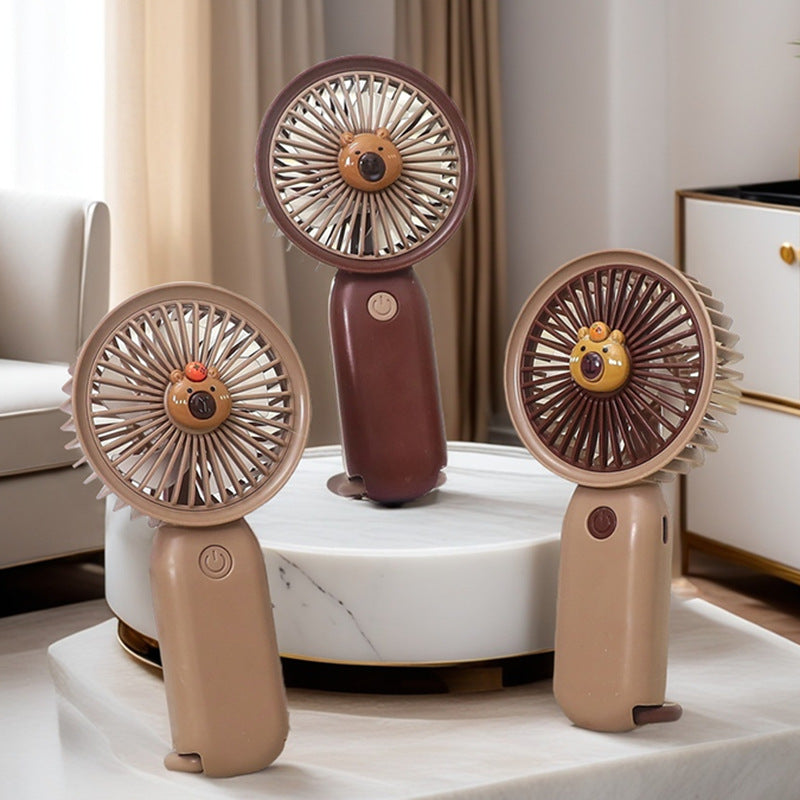 Portable Handheld Fan for Women Cute Bear Design USB Rechargeable Lightweight