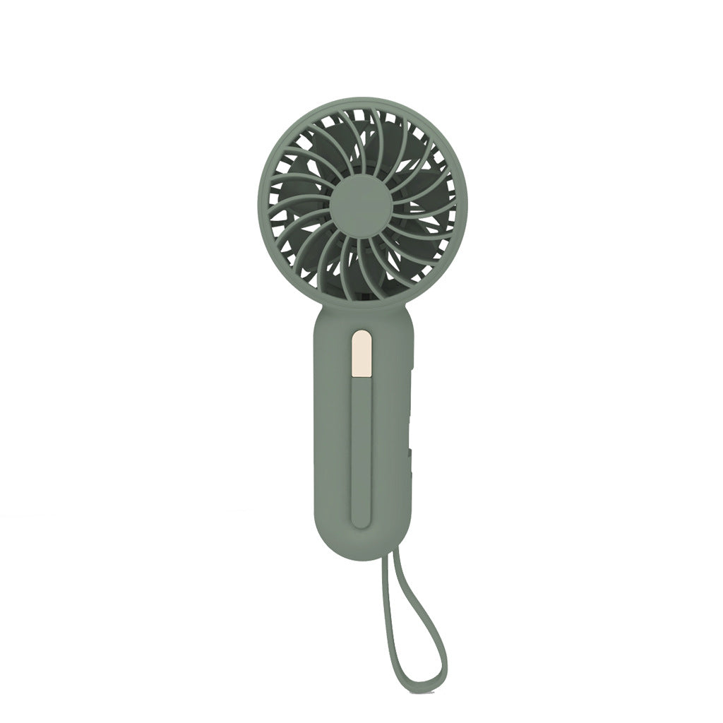 Unisex Compact Rechargeable Handheld Fan with Foldable Handle and Carrying Strap Portable Battery-Powered Fan