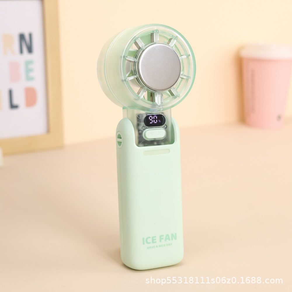 Rechargeable Handheld Fan with Ice Cooling Function Portable Digital Display
