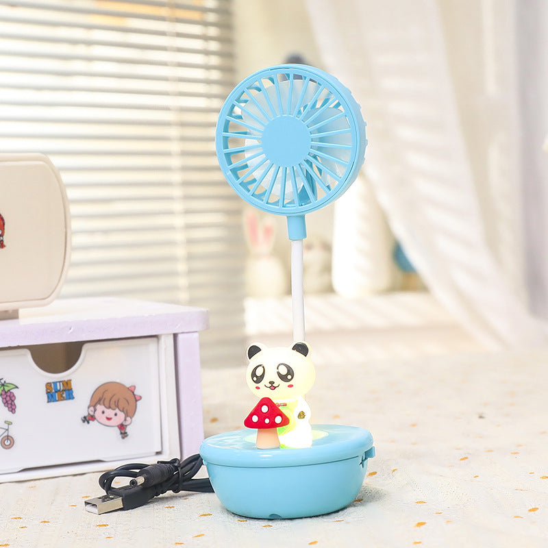 USB Desk Fan with Colorful LED Light Portable Quiet Table Fan for Women Adjustable Tilt