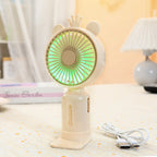Portable USB Mini Fan with Folding Stand and LED Night Light Quiet Desk Fan