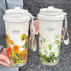 Women's Stainless Steel Insulated Thermal Mug 500ml Leak-Proof Floral Design