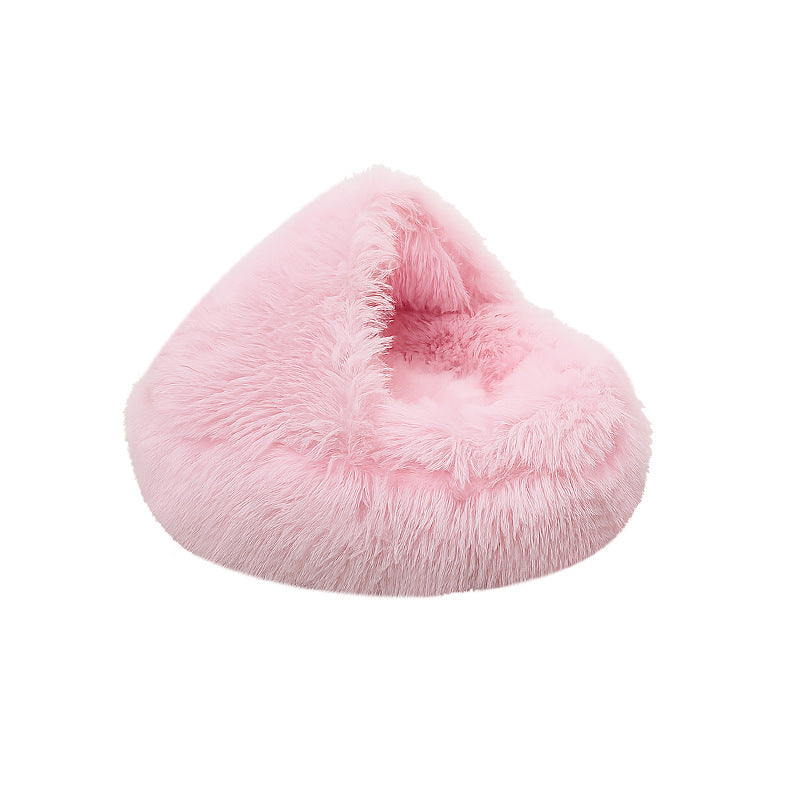 Unisex Plush Pet Cuddle Cave Soft Cozy Bed with Non-Slip Bottom for Small to Medium Pets